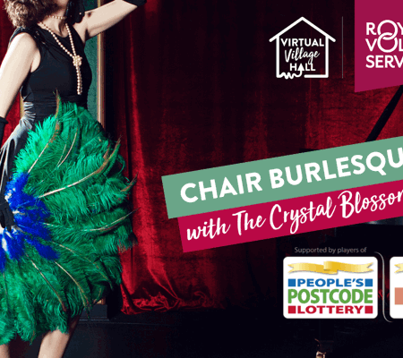 A woman dancing with a feather fan