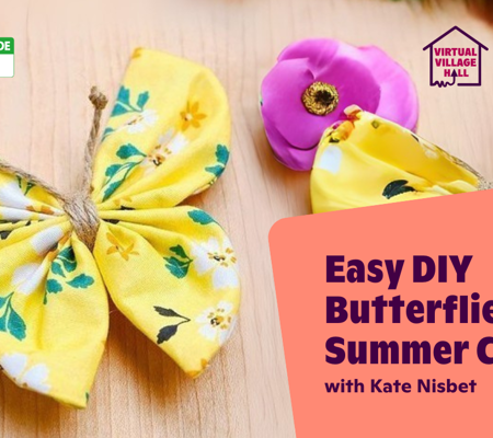 Text reads, "Easy DIY Butterflies Fun Summer Craft with Kate Nisbet" over the main image at the top of this page.