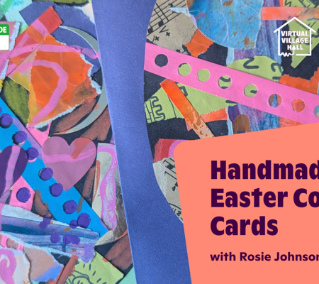 Text reads, "Handmade Easter Collage Cards with Rosie Johnson" over the main image at the top of this page