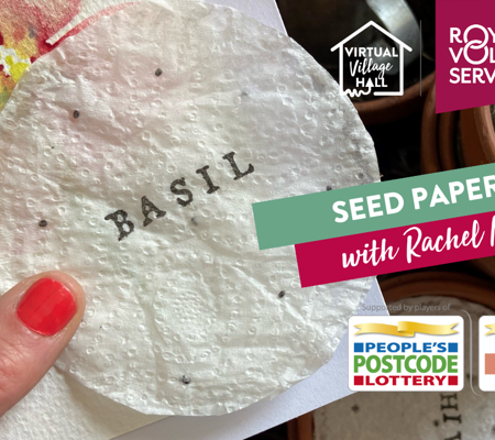 Hand made seed paper labelled Basil made by Rachel Moore