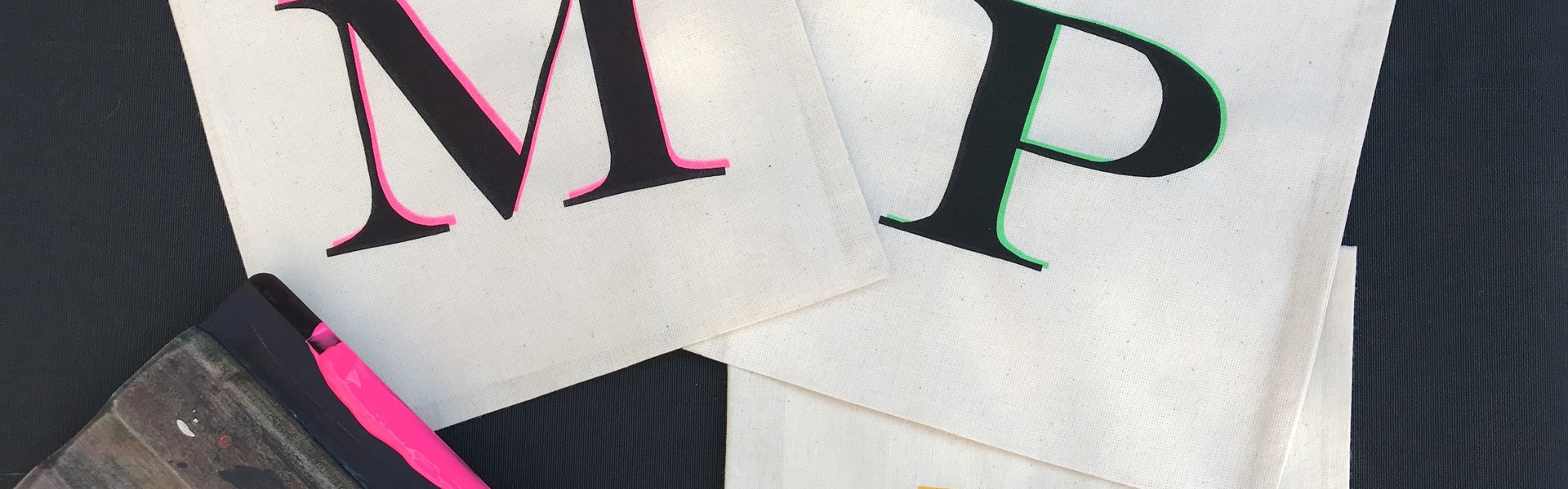 canvas bags with printed initials