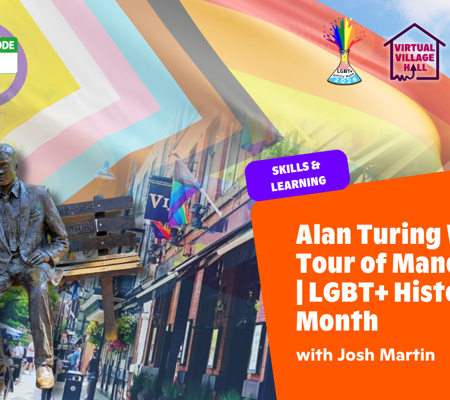 Text reads, "Alan Turing Walking Tour Of Manchester for LGBT+ History Month with Josh Martin" over the main image at the top of this page.