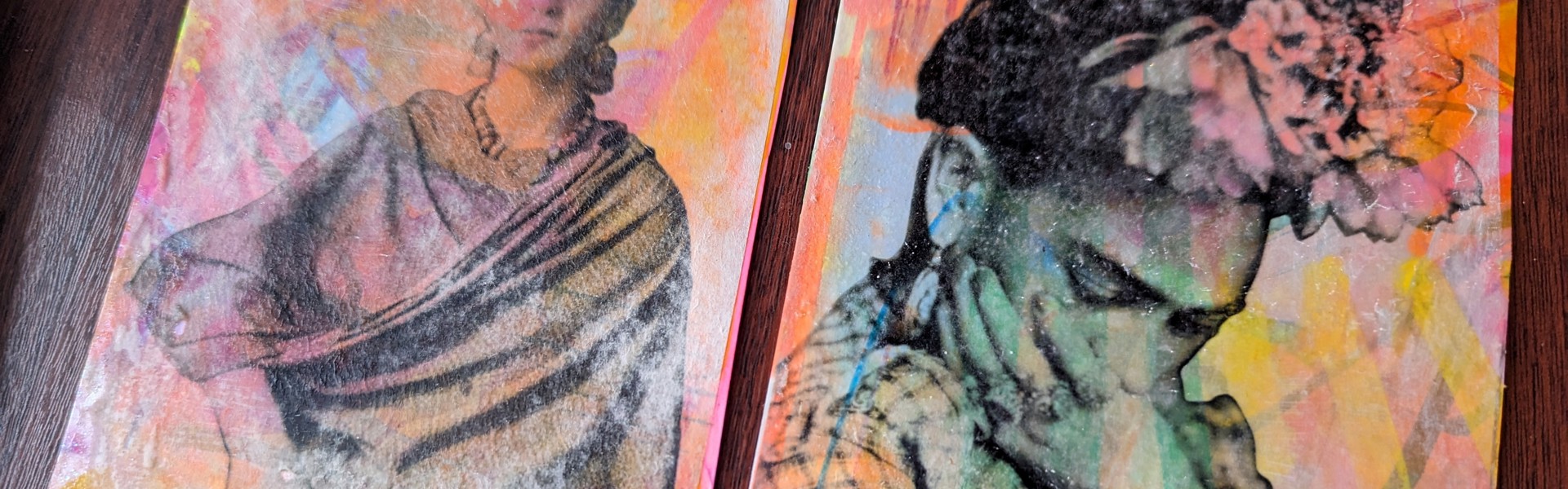 Frida Kahlo photo transfers by Rosie Johnson