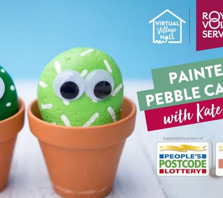 two small painted pebble cactus