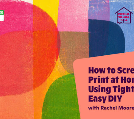 Text reads, "How To Screen Print At Home Using Tights - Easy DIY with Rachel Moore" over the main image at the top of this page. 