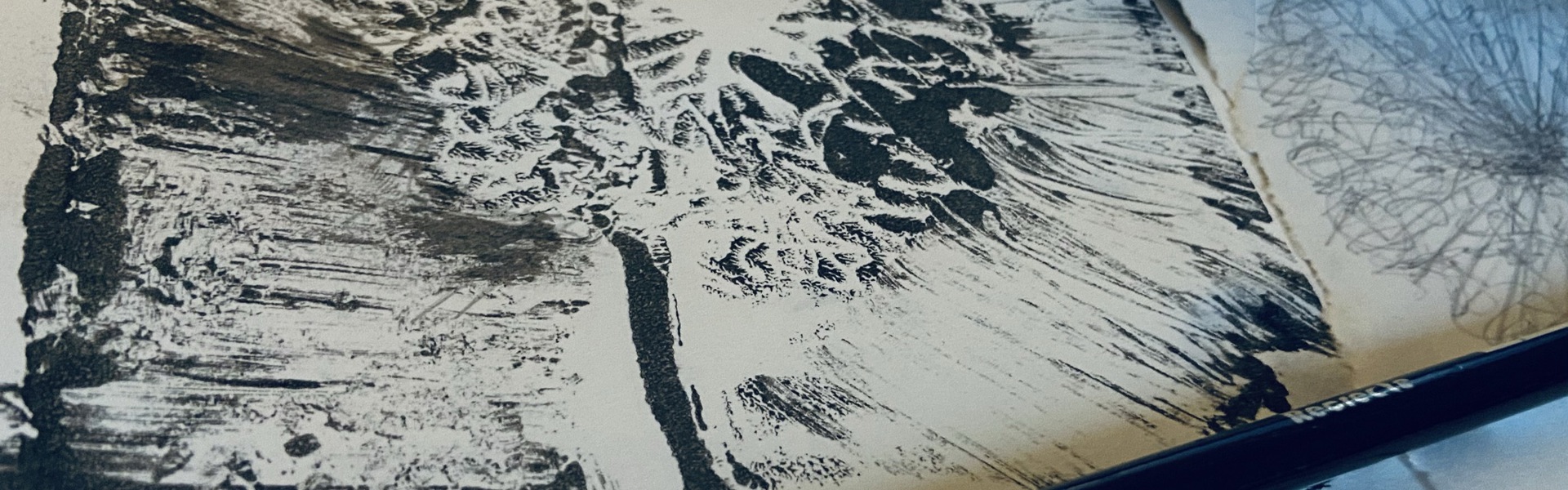 a close up of a monotype made by Rachel Moore