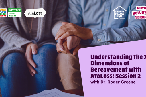Text reads, "Understanding the 7 Dimensions of Bereavement with AtaLoss: Session 2 with Dr. Roger Greene" over the main image at the top of this page.