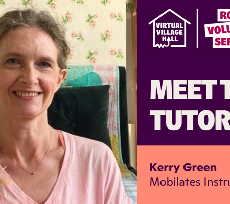 Text reads, "Meet the tutor, Kerry Green, Mobilates Instructor" with a photo of Kerry smiling.