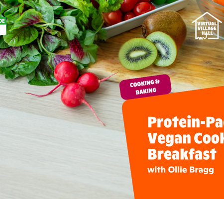 Text reads, "Protein Packed Vegan Cooked Breakfast with Ollie Bragg" over the main image at the top of this page.