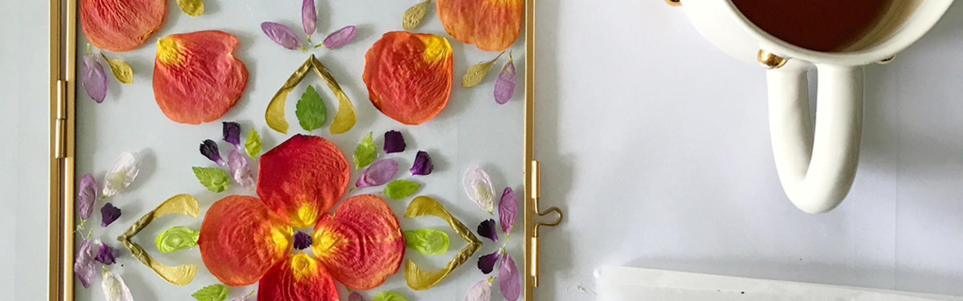 pressed flowers in a glass photo frame