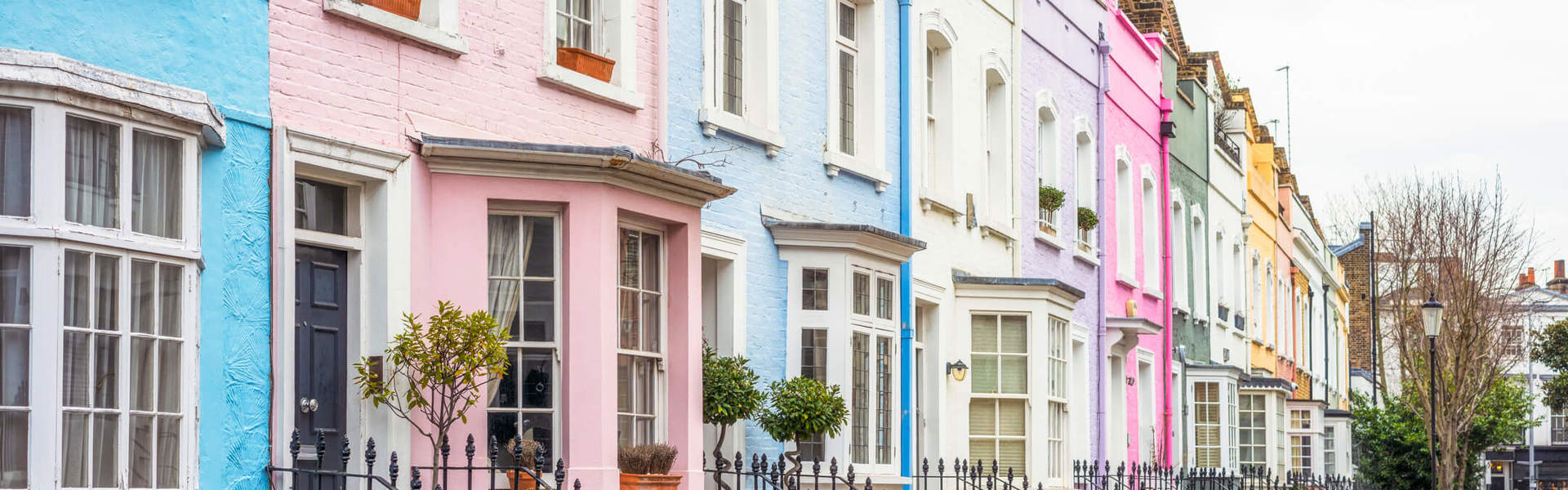 a row of multicoloured houses