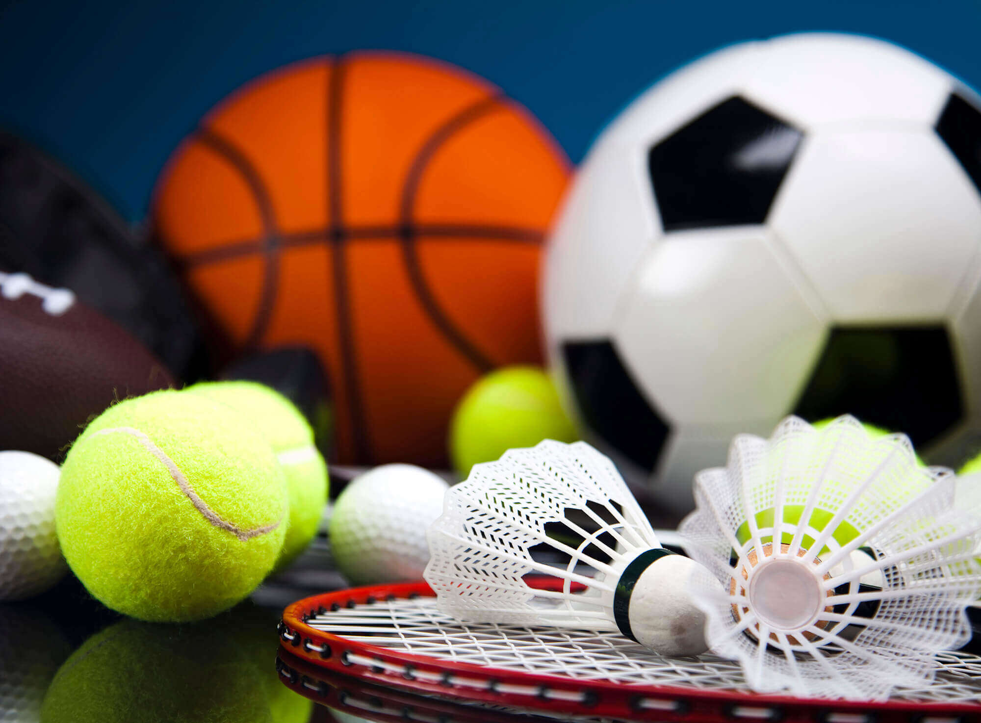 A variety of sports equipment 