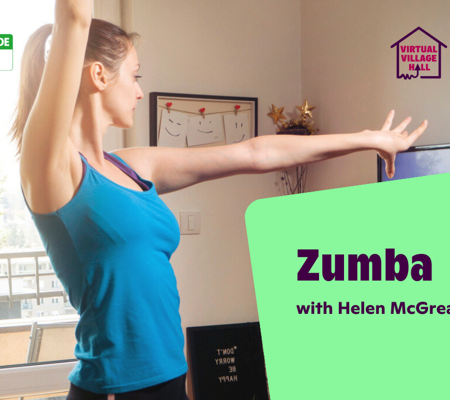 Text reads, "Zumba with Helen Mcgreary" over the main image at the top of this page.