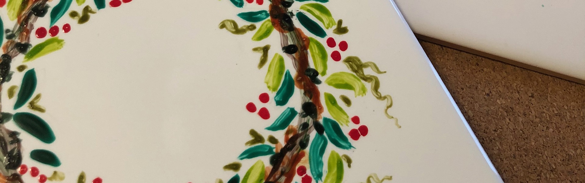 hand painted Christmas tiles by Sue Salter