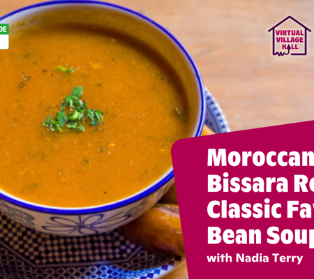 Text reads, "Moroccan Bissara Recipe with Nadia Terry" over the main image at the top of this page