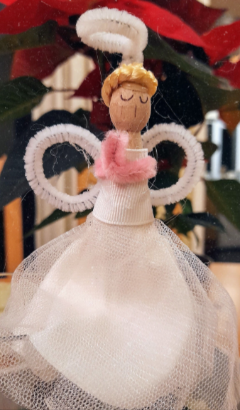 A handmade Christmas angel made by Kate Nisbet
