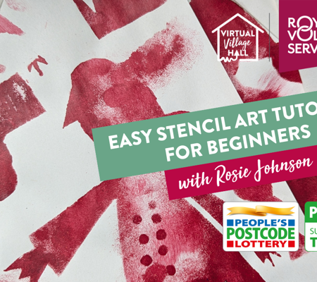 Text read, "Easy Stencil Art Tutorial for Beginners with Rosie Johnson." Over the main image at the top of this page.