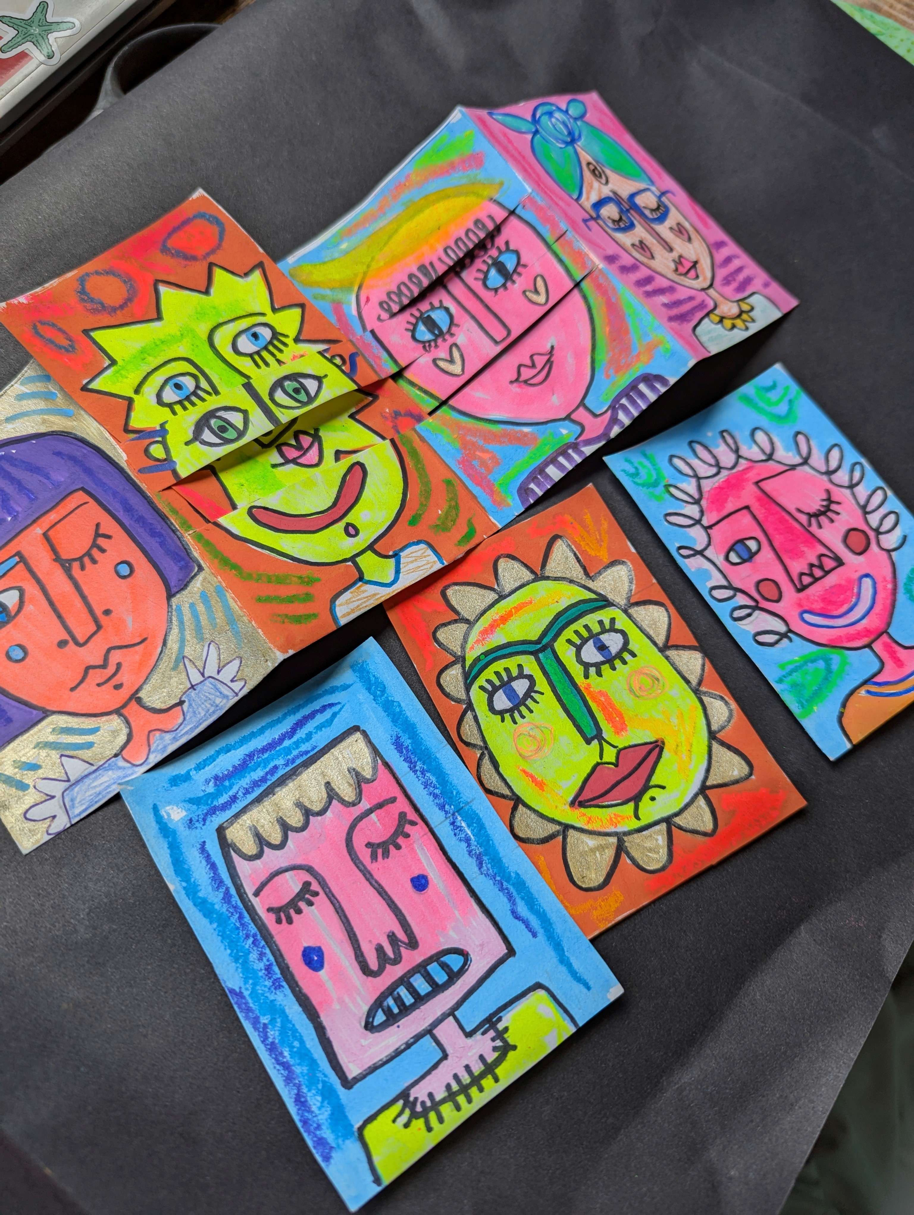 multicoloured interchanging faces craft puzzle made by Rosie Johnson