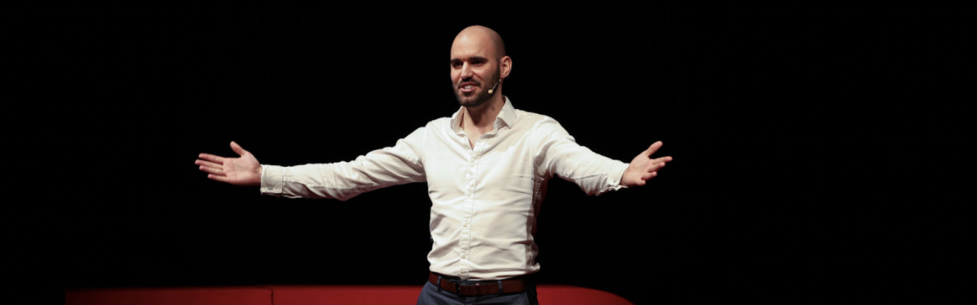 Men's coach Ryan Park on stage at TEDX