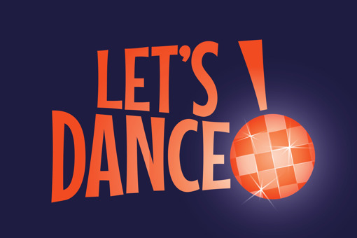 Image reads in large orange letters, "Let's Dance!" on a purple background