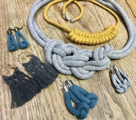 a selection of handmade chunky rope jewellery made by Gemma Forde