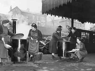 an archival image of RVS volunteers