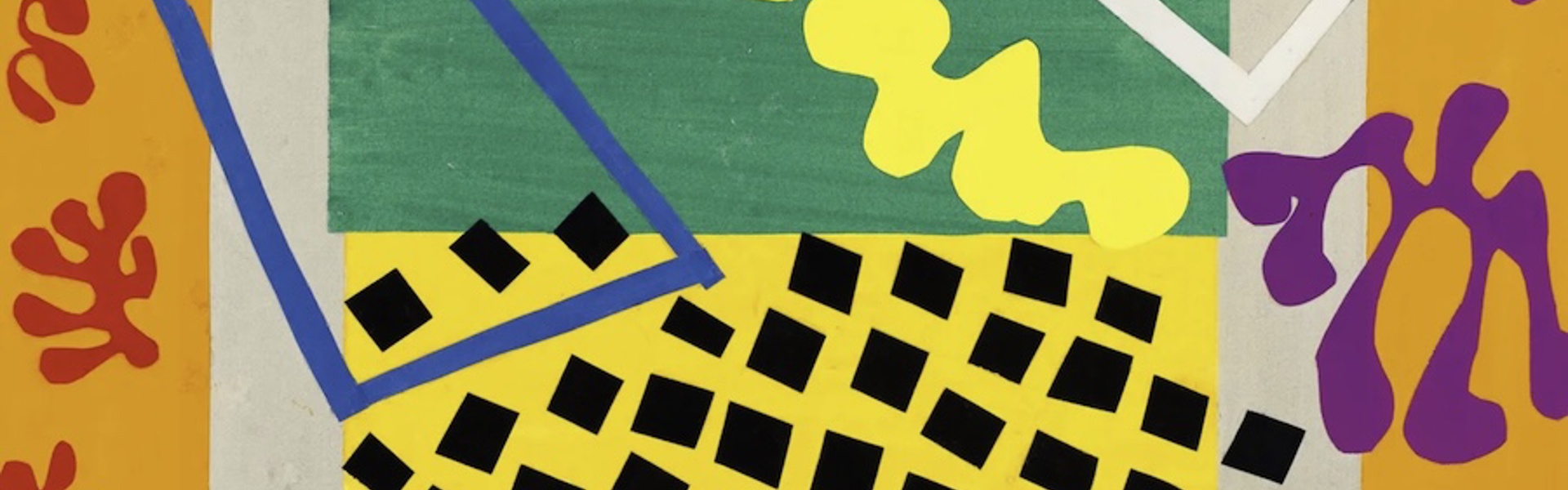 Main Image: "The Codomas" 1946 collage by 20th-century French Artist Henri Matisse. A collage of bright abstract shapes and colours.